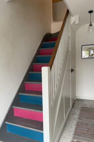 Birstall installation Oak square spindles and oak treads and risers