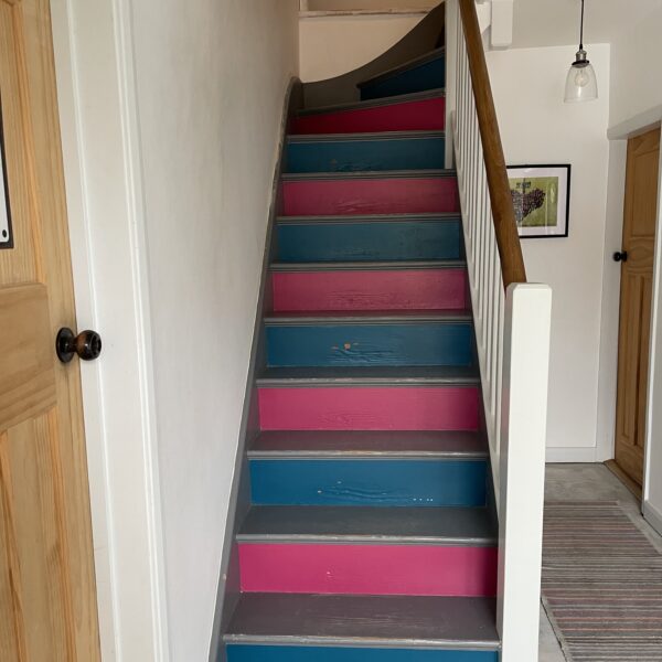 Birstall installation Oak square spindles and oak treads and risers