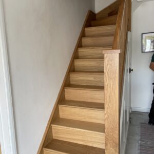 Birstall installation Oak square spindles and oak treads and risers