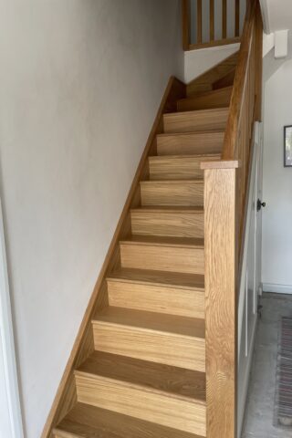 Birstall installation Oak square spindles and oak treads and risers