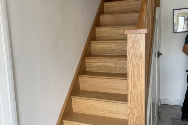 Birstall installation Oak square spindles and oak treads and risers