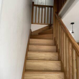 Birstall installation Oak square spindles and oak treads and risers